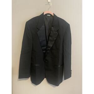 Giorgio Bissoni Mens Black Wool Tuxedo Jacket‎ & Pants Sz 44Reg Jacket 34R Pants